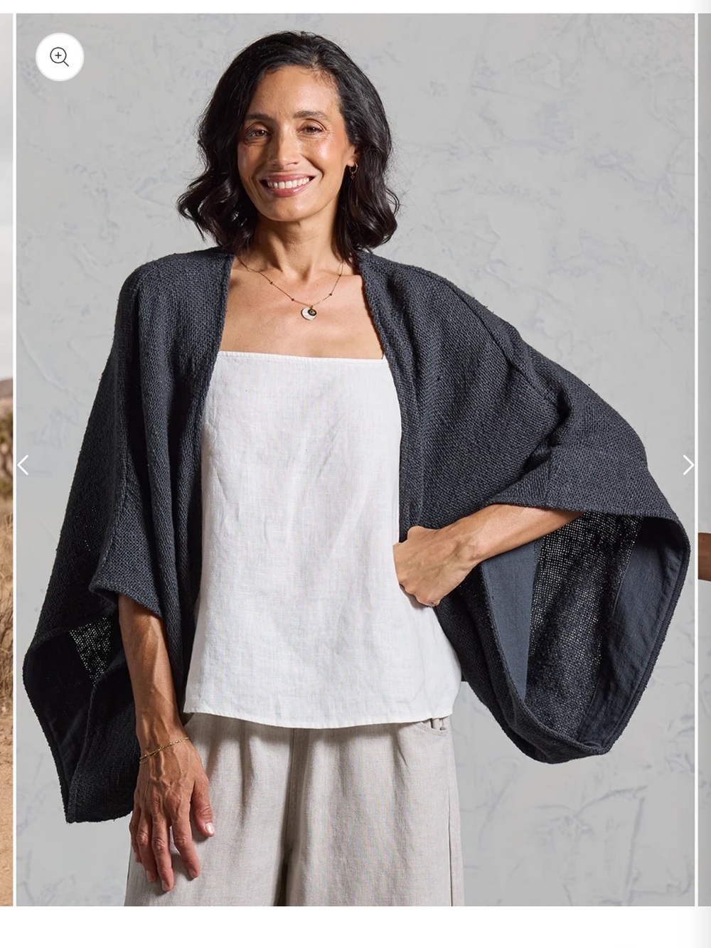 Nomad Charcoal Open-Front Cotton Shrug - Picture 6 of 8